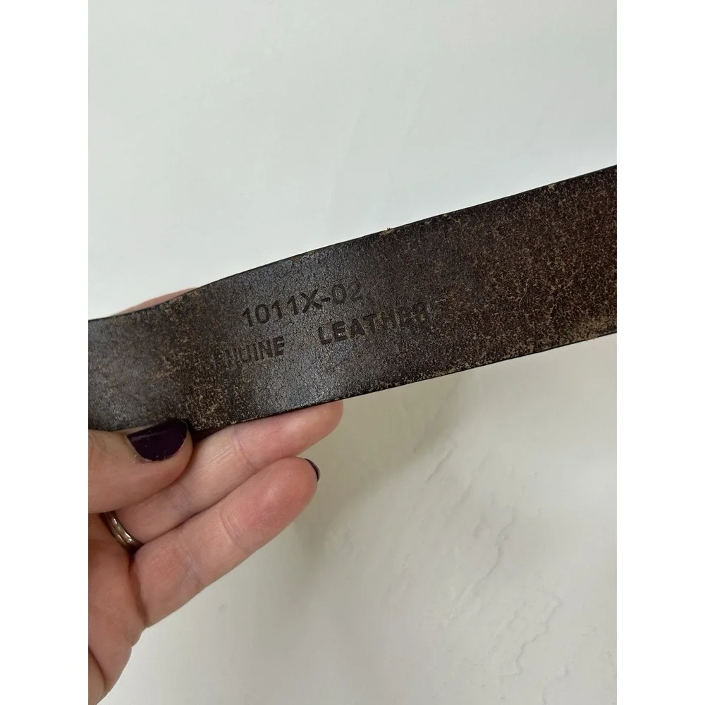 Leather Embossed Vintage Belt Brown Western Cowboy Boho Size 44 Retro Western